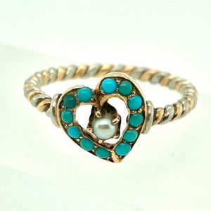 SOLD in Store 😍Twisted Gold Turquoise 'Witches Heart' Ring14 kt platinum